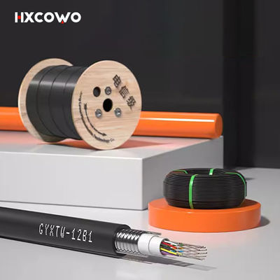 Buy High Speed HXCOWO Aerial Single Mode GYXTW Outdoor 12Core G652D Tube HDPE Jacket Armoured Fiber Optical Cable online manufacture