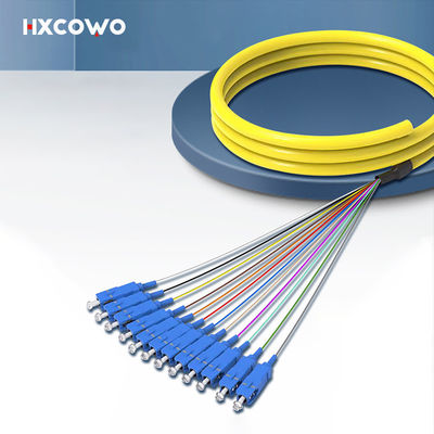 Buy HXCOWO SC Fanout SM 12 Core Fiber Optic Bundle Pigtail PVC LSZH Wavelength 850nm/1310nm/1550nm online manufacture