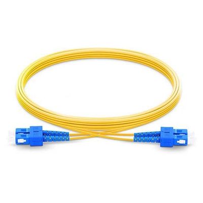 Buy Singlemode Armored Fiber Patch Cord SC UPC To SC UPC Duplex 2.0mm PVC OFNR 9/125 online manufacture