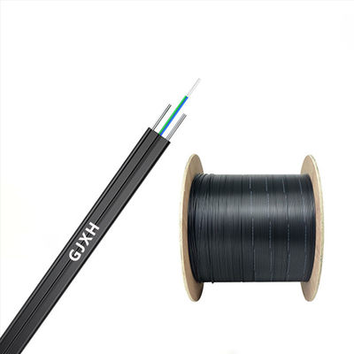Black Flat Drop Fiber Optic Cable HXCOWO GJXH G657A FTTH Flat Drop Fiber Cable